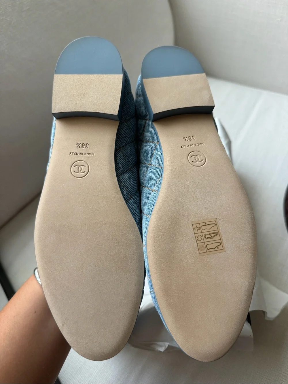 2026 CHANEL Blue Quilted Denim Ballet Flats